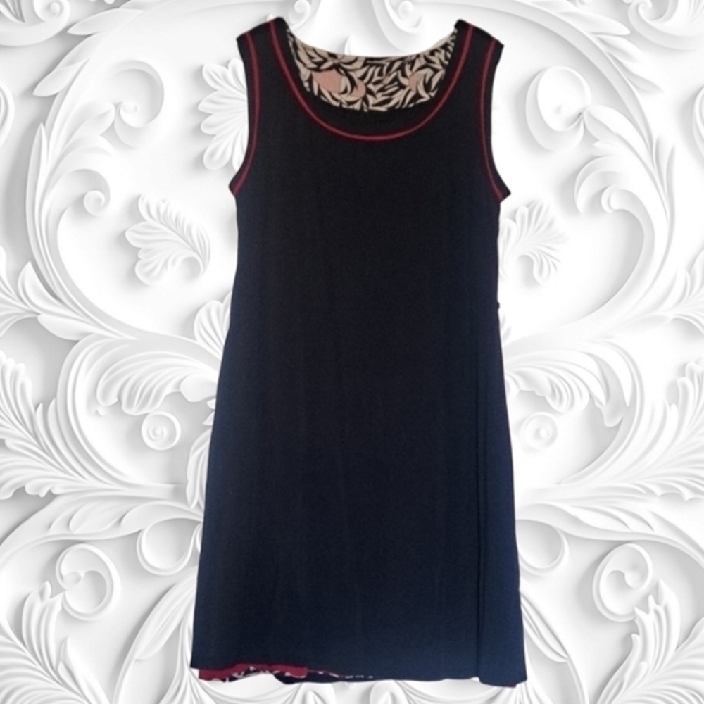 SkunkFunk Reversible Sleeveless A-Line Dress Black And Floral